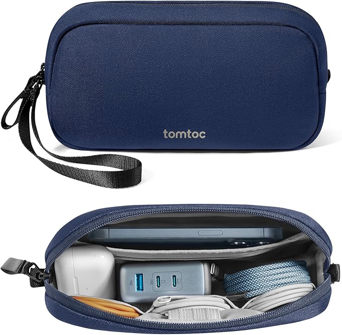 tomtoc Electronics Organizer Travel Case, Cable Organizer for Essentials | Water Resistant Tech Pouch Accessories Travel Bag Carry Storage for Cord, Phone, Cables, Airpods, USB Drive, Daily Items