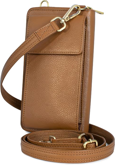 BULL GUARD Crossbody Leather Wallet Phone Purse, Anti Theft and RFID Blocking, Elegant Design for Travel
