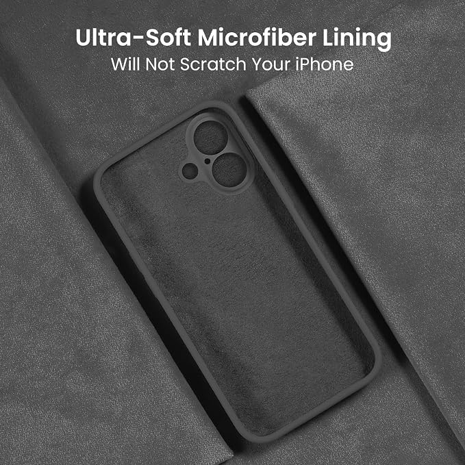 FireNova Designed for iPhone 16 Case, Silicone Upgraded [Camera Protection] Phone Case, Soft Anti-Scratch Microfiber Lining Inside, 6.1 inch, Space Gray