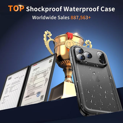 Cozycase TOP Military Protective IP68 Waterproof Case for iPhone 17 Pro Heavy Duty 360 Shockproof Full Body with Screen Camera Protector Double Dustproof Hard Tough 17Pro Front Back Cover