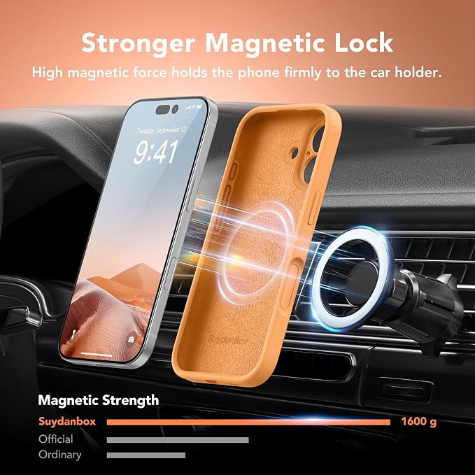 Magnetic for iPhone 17 Case, Compatible with MagSafe, [Full Camera Protection][Screen Protector] Silicone Shockproof Protective Phone Case for iPhone 17 6.3", Cantaloupe