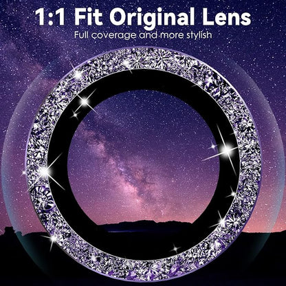 CloudValley for iPhone 14 Pro/iPhone 14 Pro Max Glitter Camera Lens Protector, 9H Tempered Glass [All in 1 Design], Case Friendly Anti-Scatch High Definition, GlitterPurple
