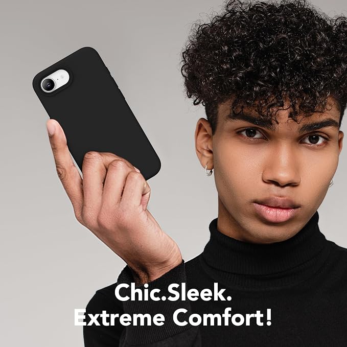 Magnetic for iPhone 17e/iPhone 16e Case, Compatible with MagSafe, [Soft Anti-Scratch Microfiber Lining] Slim Silicone Shockproof Protective Phone Case for iPhone 17e/16e 6.1", Black