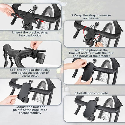 ROCKBROS Bike Cell Phone Mount for Stem 4-7 Inch, Scratch-Free Silicone Cycling Phone Holder (Black - Stem)
