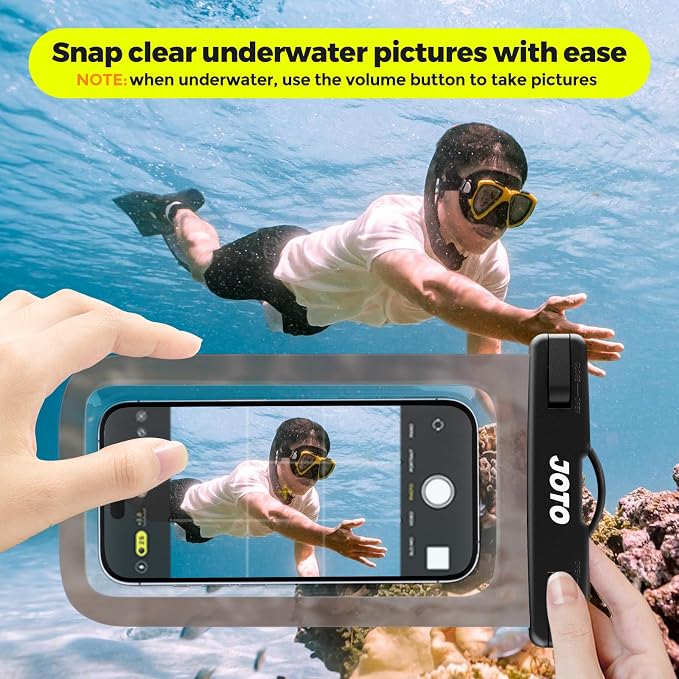 JOTO Up to 7" Universal Waterproof Phone Case for iPhone 17 Air 16 15 14 13 12 11 Plus Pro Max, IPX8 Cellphone Dry Bag XR X SE, Galaxy S23 S22 S21 S20+ S20 S10 Plus Note, Pixel -CrystalBlack