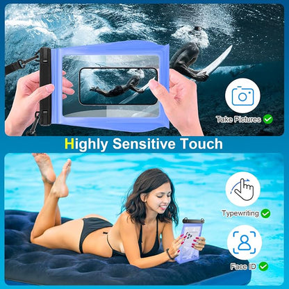 Large Waterproof Phone Pouch Floating, Waterproof Phone Case for iPhone 14 15 Pro Max 13 Plus 12 11 Samsung S23 Ultra S22 up to 8.5'', IPX8 Water Proof Phone Dry Bag for Swimming Kayaking Vacation