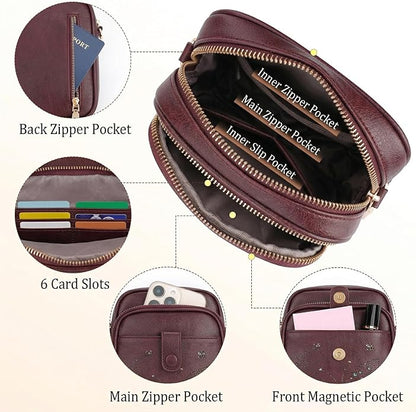 KITEVIUN Crossbody Bags for Women Leather Crossbody Purse Small Shoulder Phone Purse with Adjustable Strap & RFID Card Slots