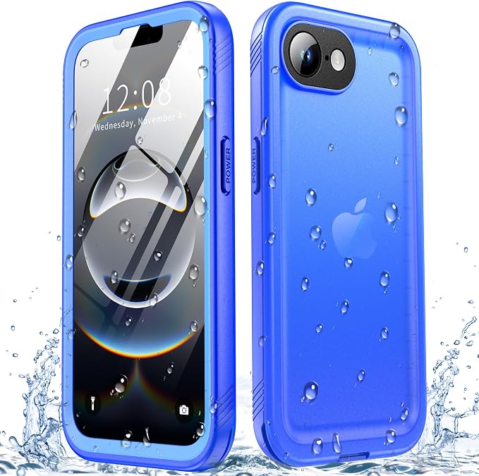 SPORTLINK for iPhone 16e/17e Waterproof Phone Case - Built in Screen & Camera Lens Protector,6.6FT Military Dropproof/Shockproof/Dustproof/IP68 Underwater for iPhone 16e/17e 6.1 inch Frosted Blue