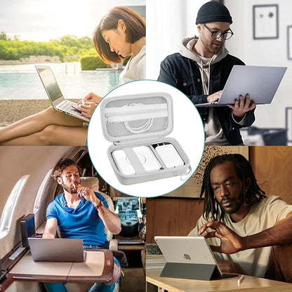 Leayjeen Travel Case Compatible with Hicober 3 in 1 Charging Station/UCOMX Nano Magnetic 2 in 1 Wireless Charger,Foldable Magnetic Charging Station Storage Holder Bag-White(Case Only)