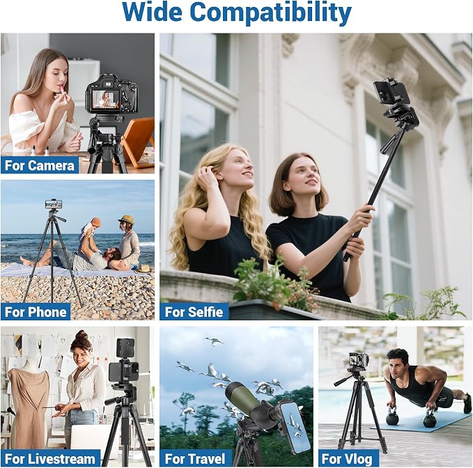 Phone Tripod, 83” Cell Phone Tripod for iPhone, Tall Tripods Selfie Stick with Wireless Remote Extendable Phone Holder Stand for Camera Photo Video Recording