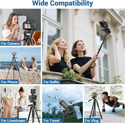 Phone Tripod, 83” Cell Phone Tripod for iPhone, Tall Tripods Selfie Stick with Wireless Remote Extendable Phone Holder Stand for Camera Photo Video Recording