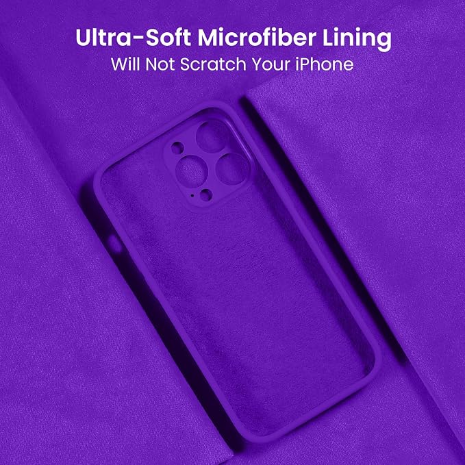 FireNova Designed for iPhone 13 Pro Case, Silicone Upgraded [Camera Protection] Phone Case, Soft Anti-Scratch Microfiber Lining Inside, 6.1 inch, Neon Purple