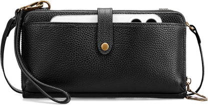 befen Leather Wristlet Wallet for Women Cell Phone Purse with Built in Wallet Vintage Leather Crossdody Bag Clutch Purse