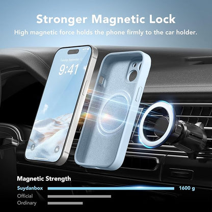 Magnetic for iPhone 15 Plus Case, Compatible with MagSafe, [Full Camera Protection][Screen Protector] Silicone Shockproof Protective Phone Case for iPhone 15 Plus 6.7", Light Blue