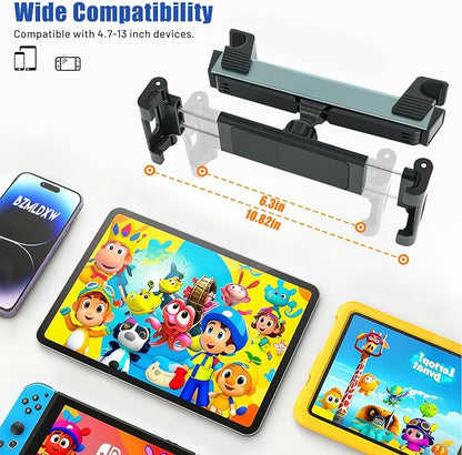 Car Tablet Headrest Holder -[3 in 1 Extension Arm] Adjustable Tablet Car Mount for Back Seat, Car Back Seat Headrest Mount Stand for Kids for iPad Pro Air Mini Galaxy Fire 4.7-12.9" Devices
