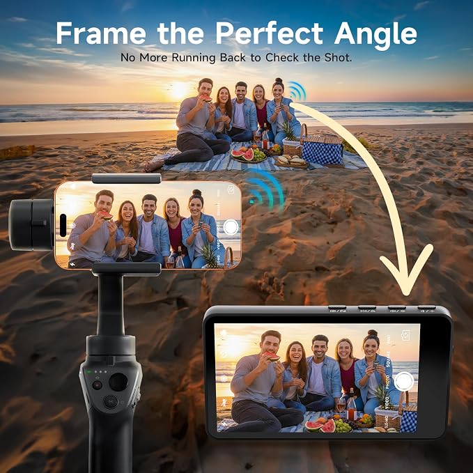 Rollei M4 Selfie Monitor Screen for iPhone 17 Series & Android, 4K Magnetic Back Camera Monitor 164FT Wireless Control, Vlog Screen for Live Streaming & Video Recording