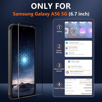 For Samsung Galaxy A56 5G Phone Case:A56 Case [Compatible with Magsafe] with 2PC Tempered Glass Screen Protector,Camera Bump Protection,Slim Frosted Translucent Soft-Touch for Galaxy A56,Matte black