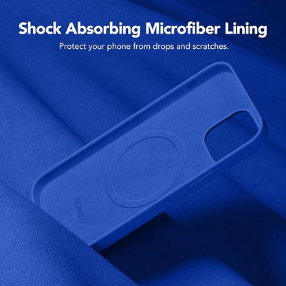 GONEZ Magnetic for iPhone 12 Case / 12 Pro Case, Compatible with MagSafe, [Screen Protector + Camera Lens Protector], Silicone Shockproof Anti-Scratch Protective Phone Case 6.1 inch, Klein Blue