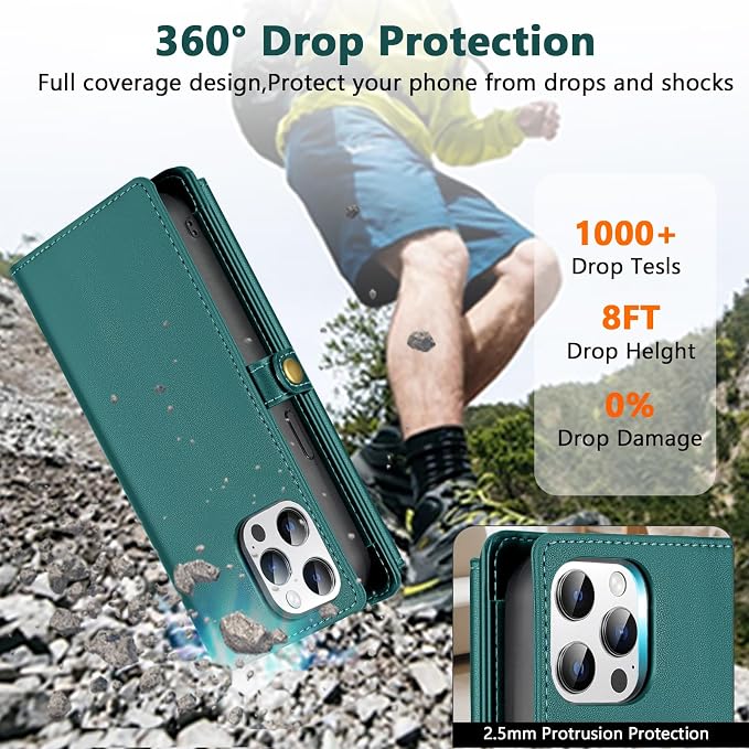 Wallet Case for iPhone 12 Pro Max with Card Holder/Crossbody Wallet/Strap| RFID Blocking | Magnetic | Kickstand | Detachable | PU Leather Phone Case for iPhone 12 Pro Max,6.7 in,Green