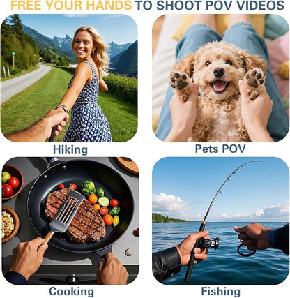 Beviliu Magnetic Neck Phone Holder for Recording, Hands Free POV/Vlog Neck Mount with Chest Strap, Video Filming for Cooking/Riding, Content Creator for iPhone 16 15 14 13 12 Android GoPro Insta360