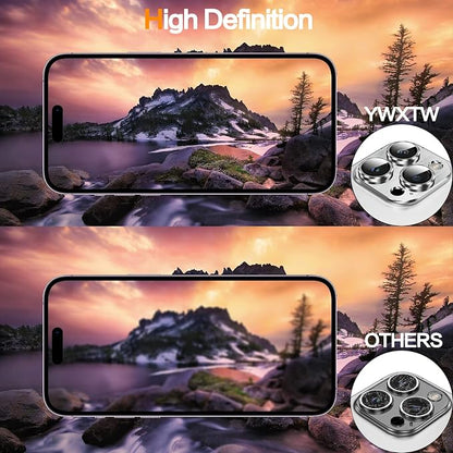 YWXTW Tempered Glass Camera Lens Protector for iPhone 14 Pro Max, 3D Full Coverage Protection, Night Circle Technology, Stronger Adsorption
