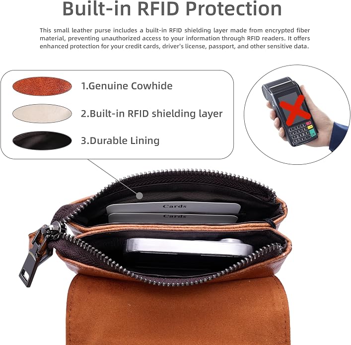 Iswee Leather Crossbody Bags for Women RFID Blocking Cell Phone Purse Small Anti-Theft Zippered with Card slots