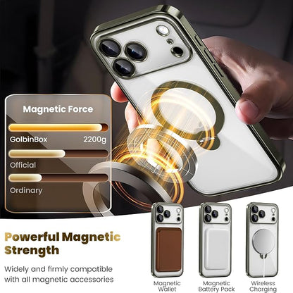 GolbinBox for iPhone 17 Pro Max Case with 360° Spin Magnetic Stand,[Compatible with Magsafe] [Military Protection][Built-in Ring Holder] Camera Control Phone Case for 17 Pro Max,Titanium Gray/Clear