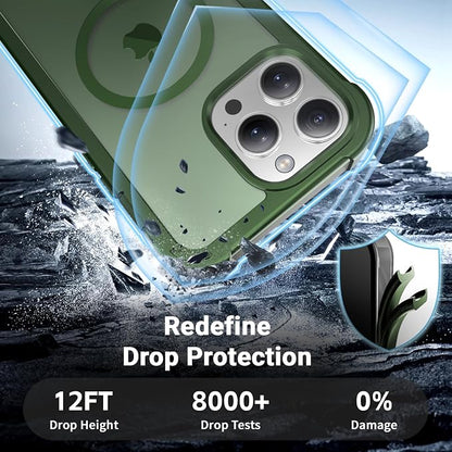 jaroco Magnetic for iPhone 13 Pro Case, [Compatible with MagSafe][Military Grade Drop Protection][Heavy Duty Protection][Non-Slip][Shockproof] 2-Layer Durable Bumper Phone Case 6.1''-Army Green