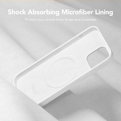 GONEZ Magnetic for iPhone 12 Case / 12 Pro Case, Compatible with MagSafe, [Screen Protector + Camera Lens Protector], Silicone Shockproof Anti-Scratch Protective Phone Case 6.1 inch, White