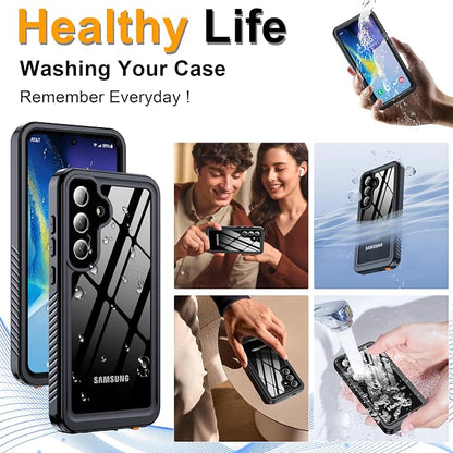 for Samsung Galaxy S25 Plus Case, IP68 Waterproof with Built-in Screen&Lens Protector [14FT Military Shockproof] Full Body Heavy Duty Protective Phone Case for S25 Plus 5G, Black
