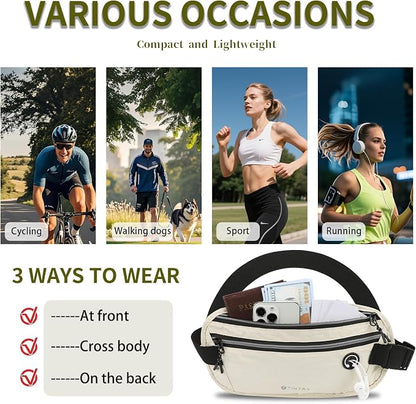 Slim Running Belt for Women Men Runners Fanny Packs With Phone Holder Hidden Pockets Exercise Waist Bag for Marathon Workout