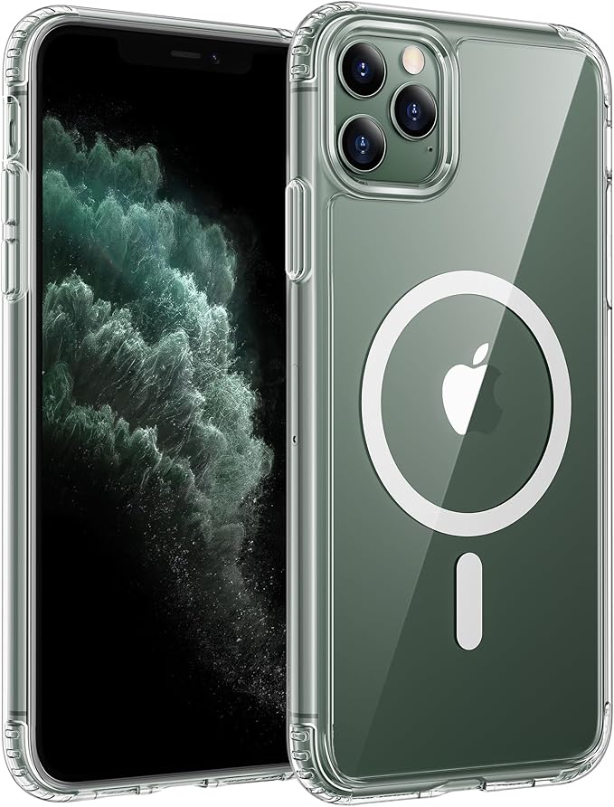 FNTCASE for iPhone 11 Pro Case, Fit for Magsafe, Clear Anti Yellowing | Magnetic Phone Cases, 14FT Military Grade Drop Protection, Slim Shockproof Protective Cover, Transparent