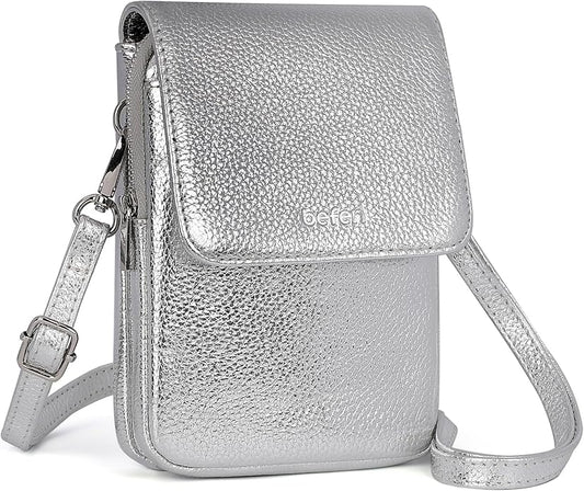 befen Genuine Leather Small Crossbody Bags for Women, Cell Phone Cross body Purse Bag with RFID Blocking Card Slots