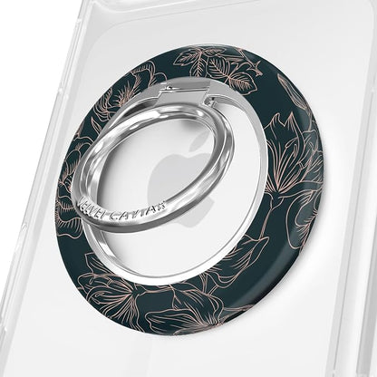 VELVET CAVIAR Compatible with MagSafe Phone Grip 2.0 | Cute Magnetic Ring Holder | Finger Loop Kickstand | Pop On Accessory for iPhone 17, 16, 15, 14, 13, 12 | Floral Rose Gold