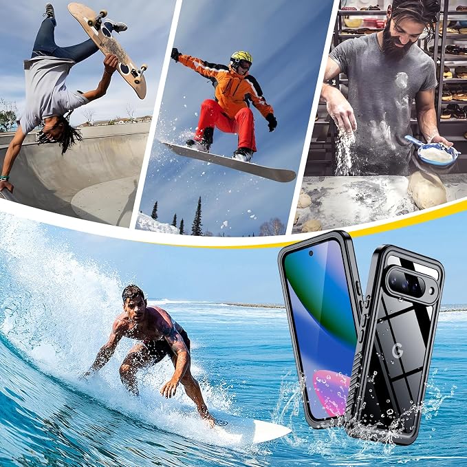 SPIDERCASE for Google Pixel 10 Case Waterproof, [12FT Military-Grade Drop Protection] [IP68 Water Resistance] [Privacy Screen Protector] Full Body Protection Phone Case-Black