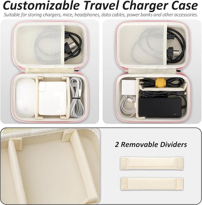 Charger Case for Macbook, Portable Tech Electronic Organizer Bag, Small Travel Storage Pouch for Laptop Accessories, MacBook Power Adapter, Charging Cords, USB Drives, Power Bank (Pink, XL)