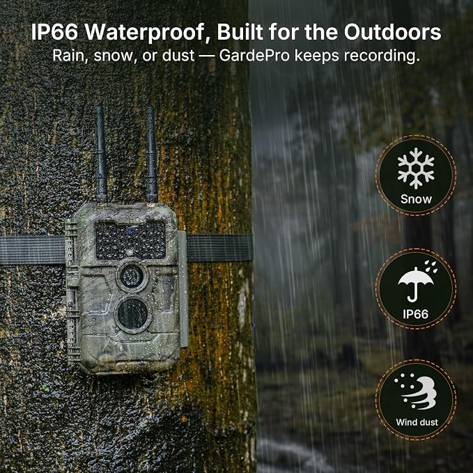 GardePro E6 2.0 Pro WiFi Trail Camera (Non-Cellular), 64MP Photos, 4K Video, Dual Antennas 165ft Range, 7800mAh Battery, Live View, 110° Wide-Angle, No-Glow Night Vision, Motion Activated