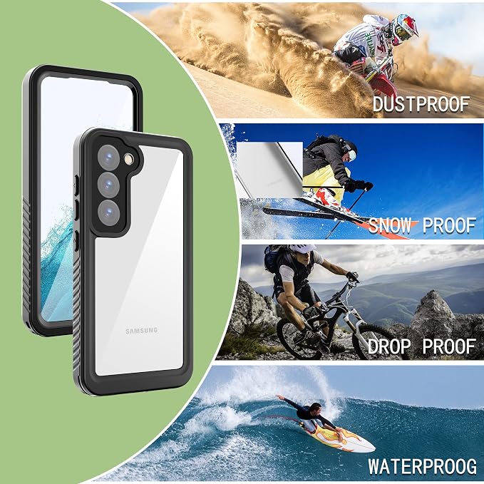 for Samsung Galaxy S23 FE Case, IP68 Waterproof Dustproof Case, [Built-in Screen Protector] Full Body Heavy Duty Rugged Phone Cover for Galaxy S23FE 6.4 inch Black
