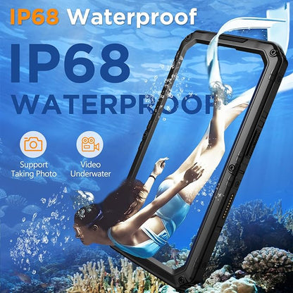 Mitywah Waterproof Case for iPhone 16 Pro Max, Heavy Duty Metal Cover with Built-in Screen Protector, Military Grade Full Body Shockproof Rugged Protective Phone Case 6.9 inch, Black