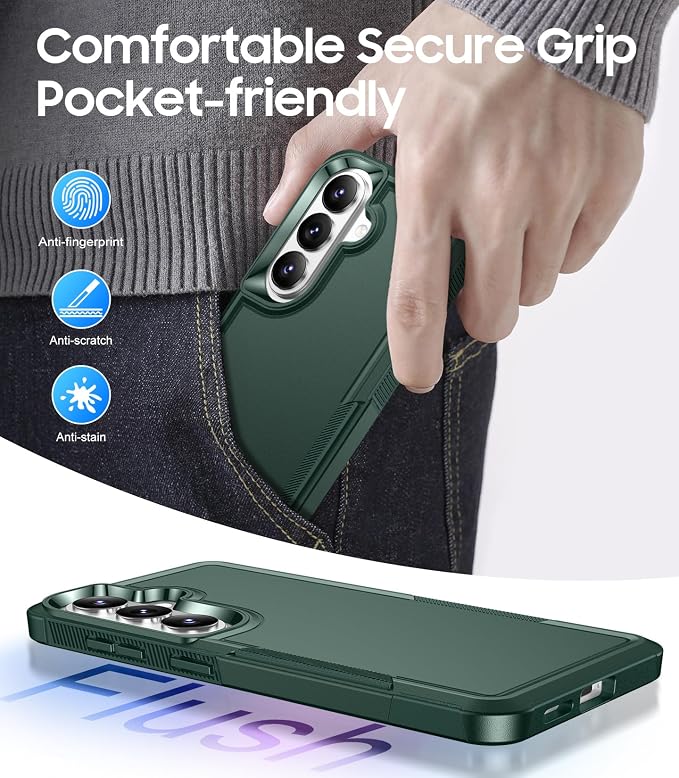 Red2Fire for Samsung Galaxy S26 Case 6.3 Inch, [Military Grade Drop Protection][2 Pack Screen Protectors] Heavy Duty Full Body Shockproof Non-Slip Phone Case,Dark Green