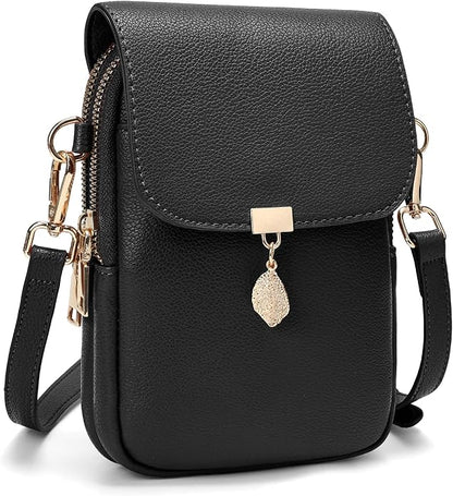 Small Crossbody Bags for Women Leather Multi Pocket Cell Phone Purse with RFID Blocking Card Slots for Everyday Use