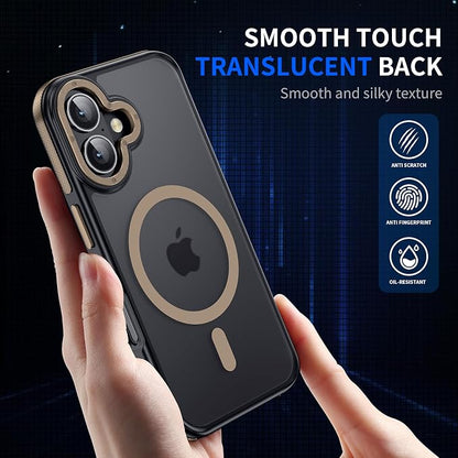 Magnetic Case for iPhone 16 Case [10FT-Grade Drop Tested & Compatible with MagSafe] Translucent Anti-Fingerprint Shockproof Protective Cover 6.1 Inch,Desert Brown
