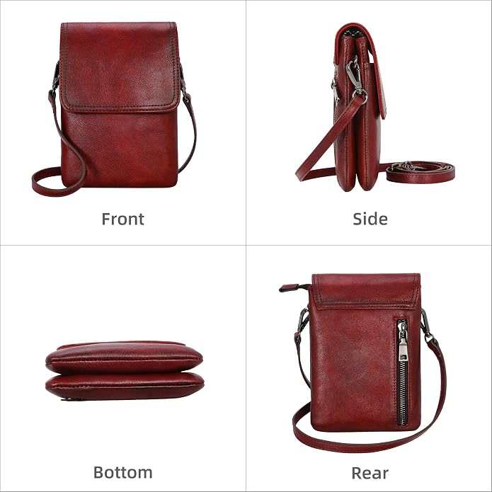 Iswee Leather Crossbody Bags for Women RFID Blocking Cell Phone Purse Small Anti-Theft Zippered with Card slots