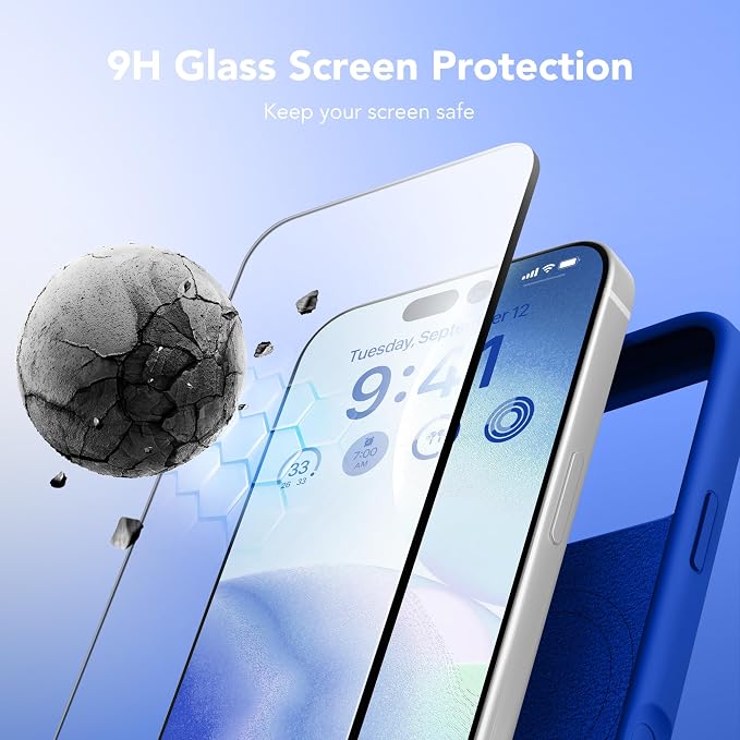 GONEZ Magnetic for iPhone 17 Pro Max Case, Compatible with MagSafe, [Screen Protector + Camera Lens Protector], Liquid Silicone Anti-Scratch Shockproof Protective Phone Case 6.9 inch, Klein Blue
