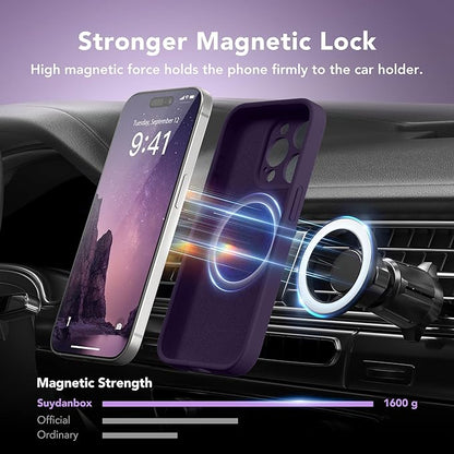 Magnetic for iPhone 14 Pro Case, Compatible with MagSafe, [Full Camera Protection][Screen Protector] Silicone Shockproof Protective Phone Case for iPhone 14 Pro 6.1", Deep Purple