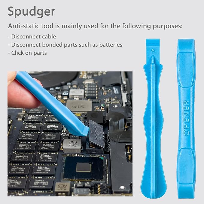 HowFixit Opening Pry Tools Kit with ESD Spudgers, Anti-Static Brush, Metal Spudger for Disassembling and Repair Laptop, Game Console, Computer