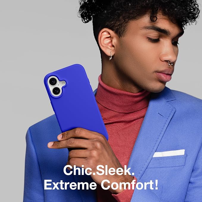 GONEZ Magnetic for iPhone 17 Case, Compatible with MagSafe, [Screen Protector + Camera Lens Protector], Liquid Silicone Anti-Scratch Shockproof Protective Phone Case 6.3 inch, Cobalt Blue