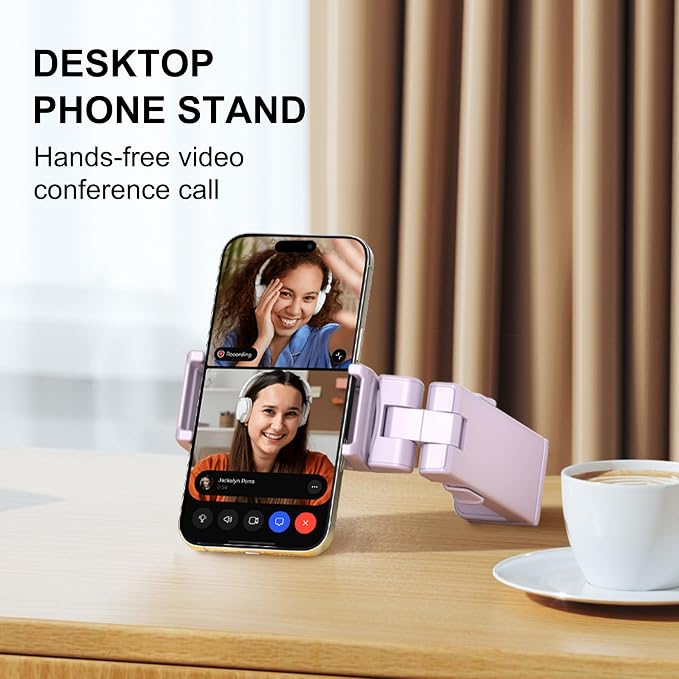 Perilogics Gen 2 Airplane Phone Holder Mount – Silent Hands-Free Travel Phone Stand, Travel Essential for Flying, 360° Adjustable Tray Table Phone Holder Fits iPhone, Android & Gaming Device