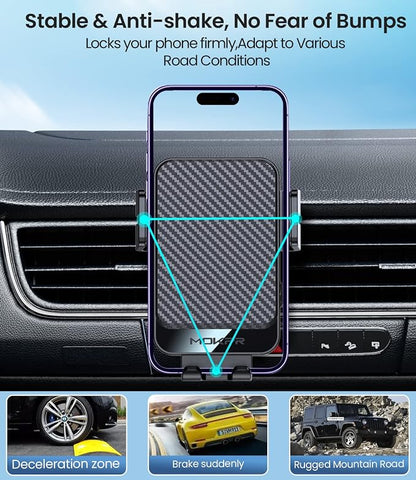 Wireless Car Charger, MOKPR 15W Fast Charging Auto-Clamping Car Mount Universal Hands-Free Car Charger Mount for Dash Windshield Air Vent Compatible with iPhone 16 15/14/13/12, Samsung S23/S22/S21,etc