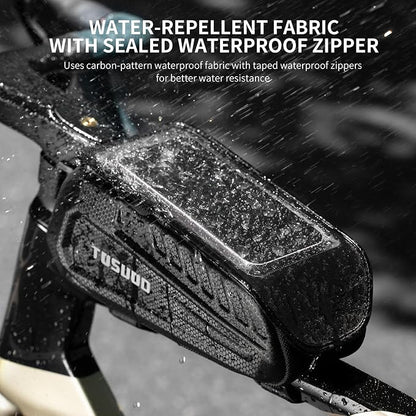 Waterproof Bike Frame Bag - [2026 Quick Zipper] Bike Phone Bag with 1.8L Capacity, Bicycle Top Tube Bag, Bike Phone Mount Holder, Cycling Pouch, Bike Accessories for Phones up to 7"